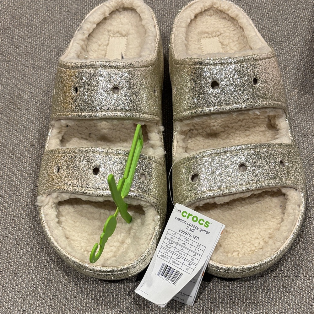 CROCS  gold  Glitter Slippers